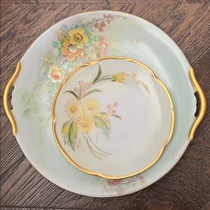 Packard China Floral Porcelain Plate Set with Gold Accents